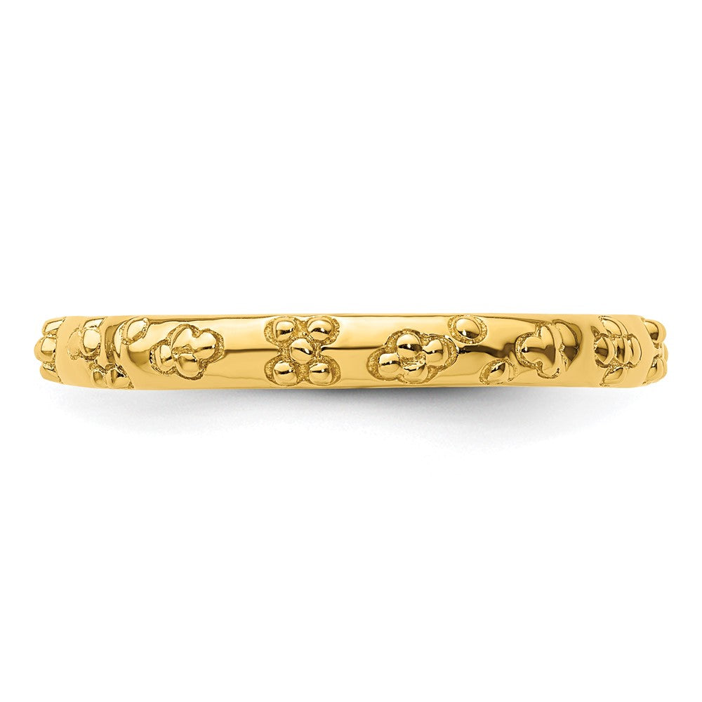 Sterling Silver Stackable Expressions Gold Plated Textured Ring