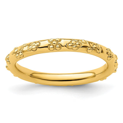 Sterling Silver Stackable Expressions Gold Plated Textured Ring