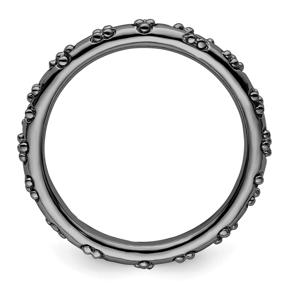 Sterling Silver Stackable Expressions Black Plated Textured Ring