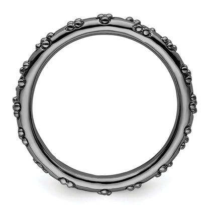 Sterling Silver Stackable Expressions Black Plated Textured Ring