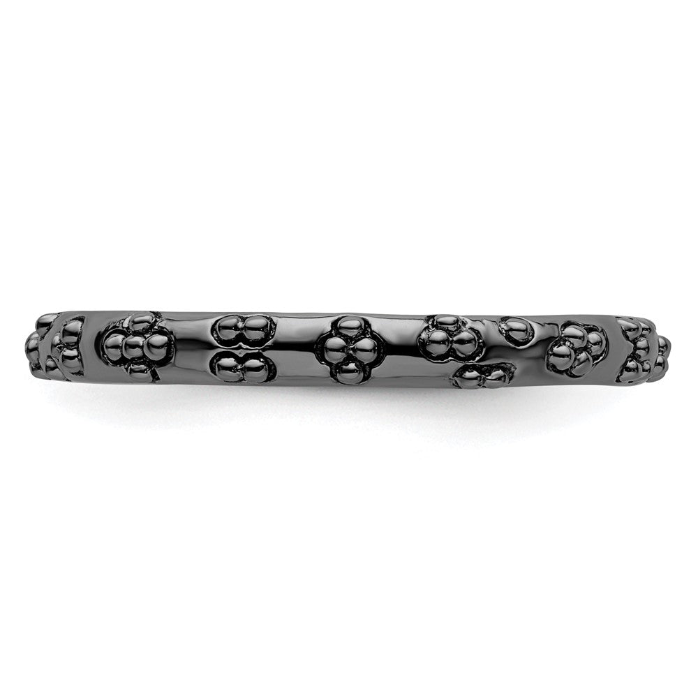 Sterling Silver Stackable Expressions Black Plated Textured Ring