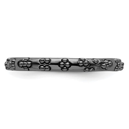 Sterling Silver Stackable Expressions Black Plated Textured Ring