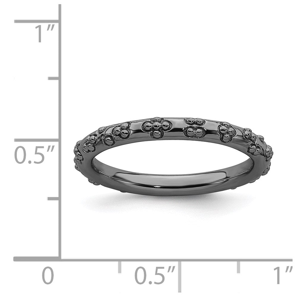 Sterling Silver Stackable Expressions Black Plated Textured Ring