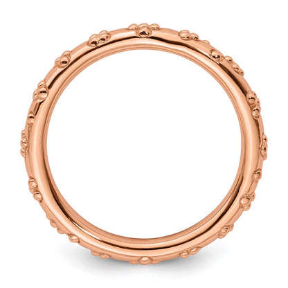 Sterling Silver Stackable Expressions Pink Plated Textured Ring