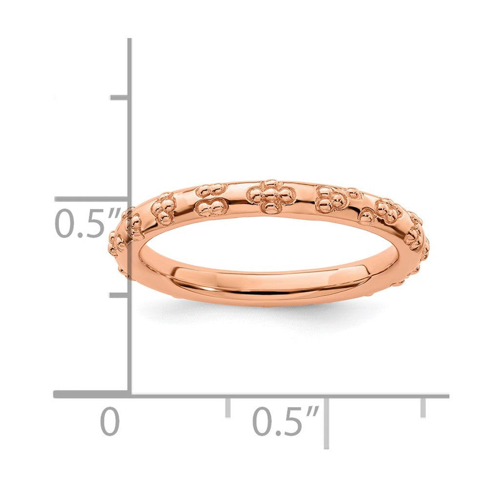 Sterling Silver Stackable Expressions Pink Plated Textured Ring