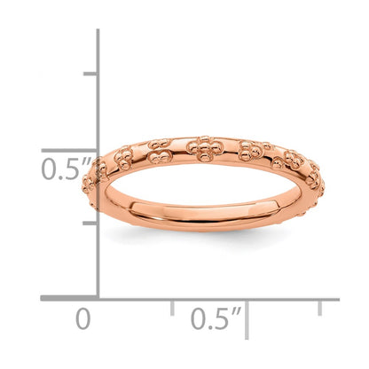Sterling Silver Stackable Expressions Pink Plated Textured Ring