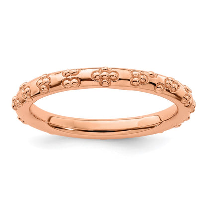 Sterling Silver Stackable Expressions Pink Plated Textured Ring