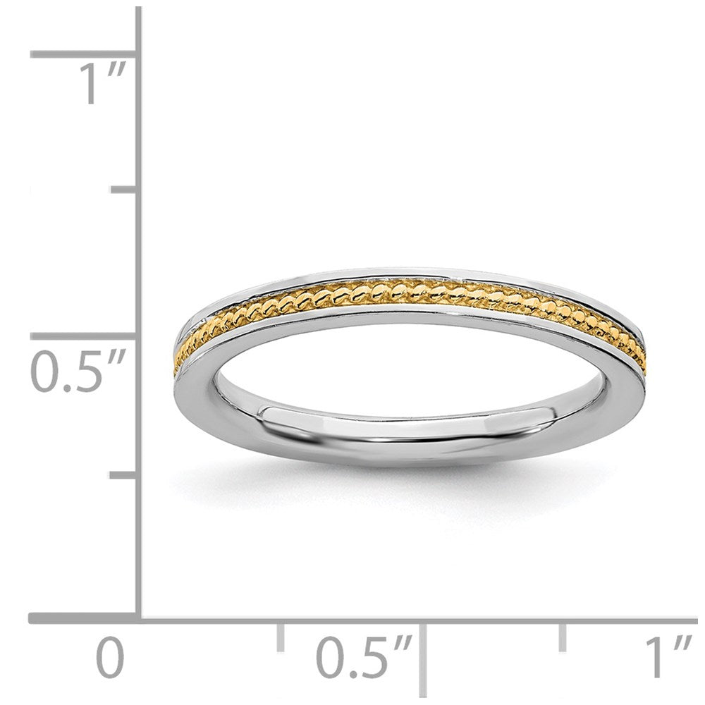 Sterling Silver Stackable Expressions Gold Plated Channeled Ring