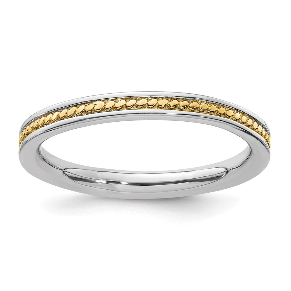 Sterling Silver Stackable Expressions Gold Plated Channeled Ring