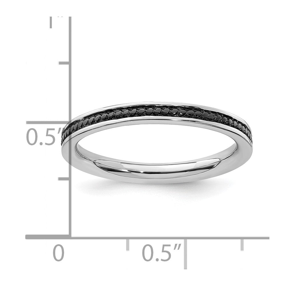 Sterling Silver Stackable Expressions Black Plated Channeled Ring