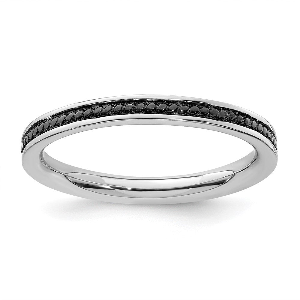 Sterling Silver Stackable Expressions Black Plated Channeled Ring