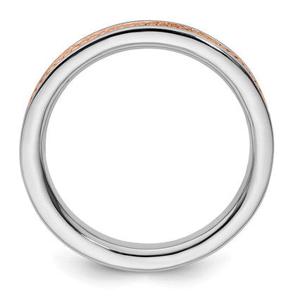 Sterling Silver Stackable Expressions Pink Plated Channeled Ring