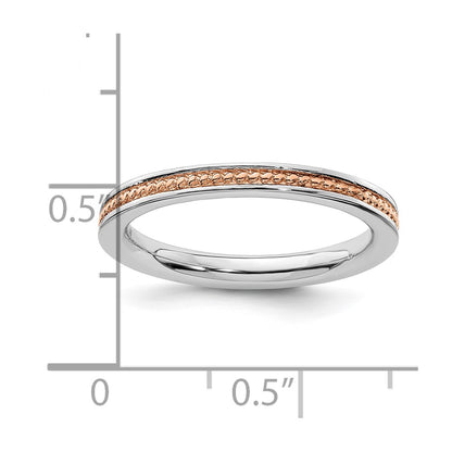 Sterling Silver Stackable Expressions Pink Plated Channeled Ring