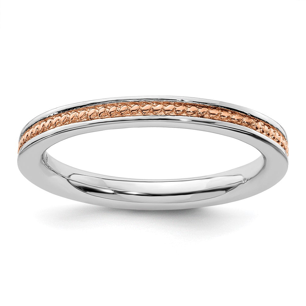 Sterling Silver Stackable Expressions Pink Plated Channeled Ring