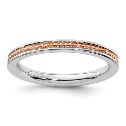 Sterling Silver Stackable Expressions Pink Plated Channeled Ring