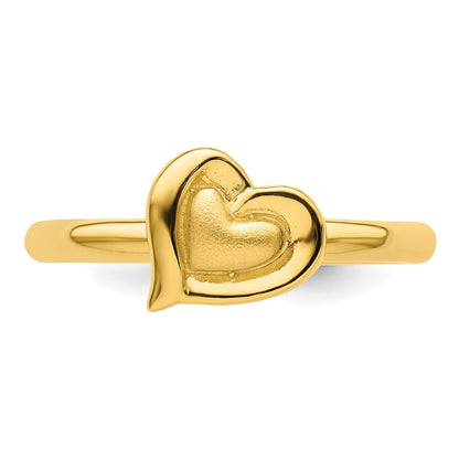 Sterling Silver Stackable Expressions Gold Plated Heart Ring