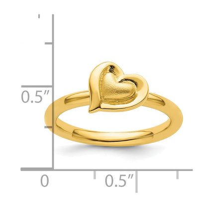Sterling Silver Stackable Expressions Gold Plated Heart Ring
