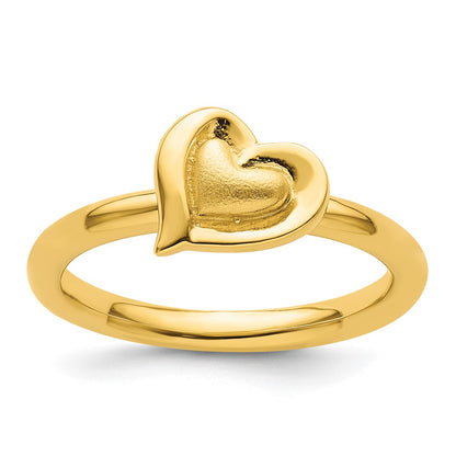 Sterling Silver Stackable Expressions Gold Plated Heart Ring
