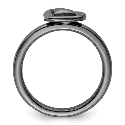 Sterling Silver Stackable Expressions Black Plated Heart Ring