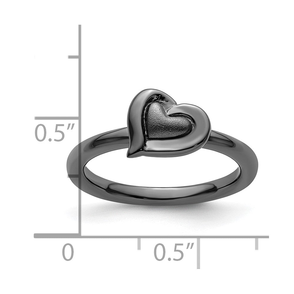 Sterling Silver Stackable Expressions Black Plated Heart Ring