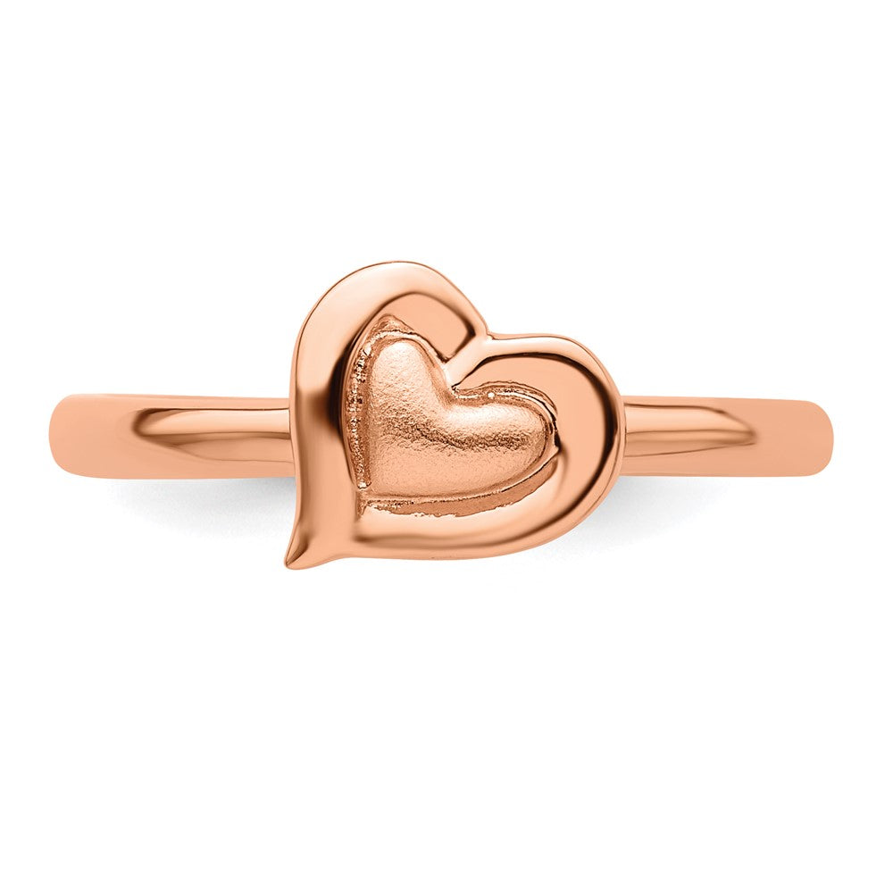 Sterling Silver Stackable Expressions Pink Plated Heart Ring