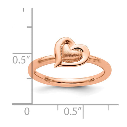 Sterling Silver Stackable Expressions Pink Plated Heart Ring