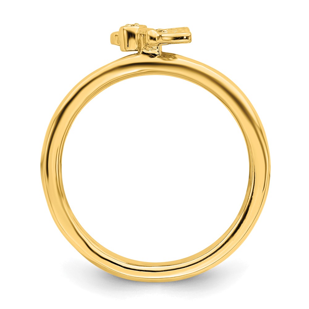 Sterling Silver Stackable Expressions Gold Plated Butterfly Diamond Ring