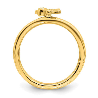 Sterling Silver Stackable Expressions Gold Plated Butterfly Diamond Ring