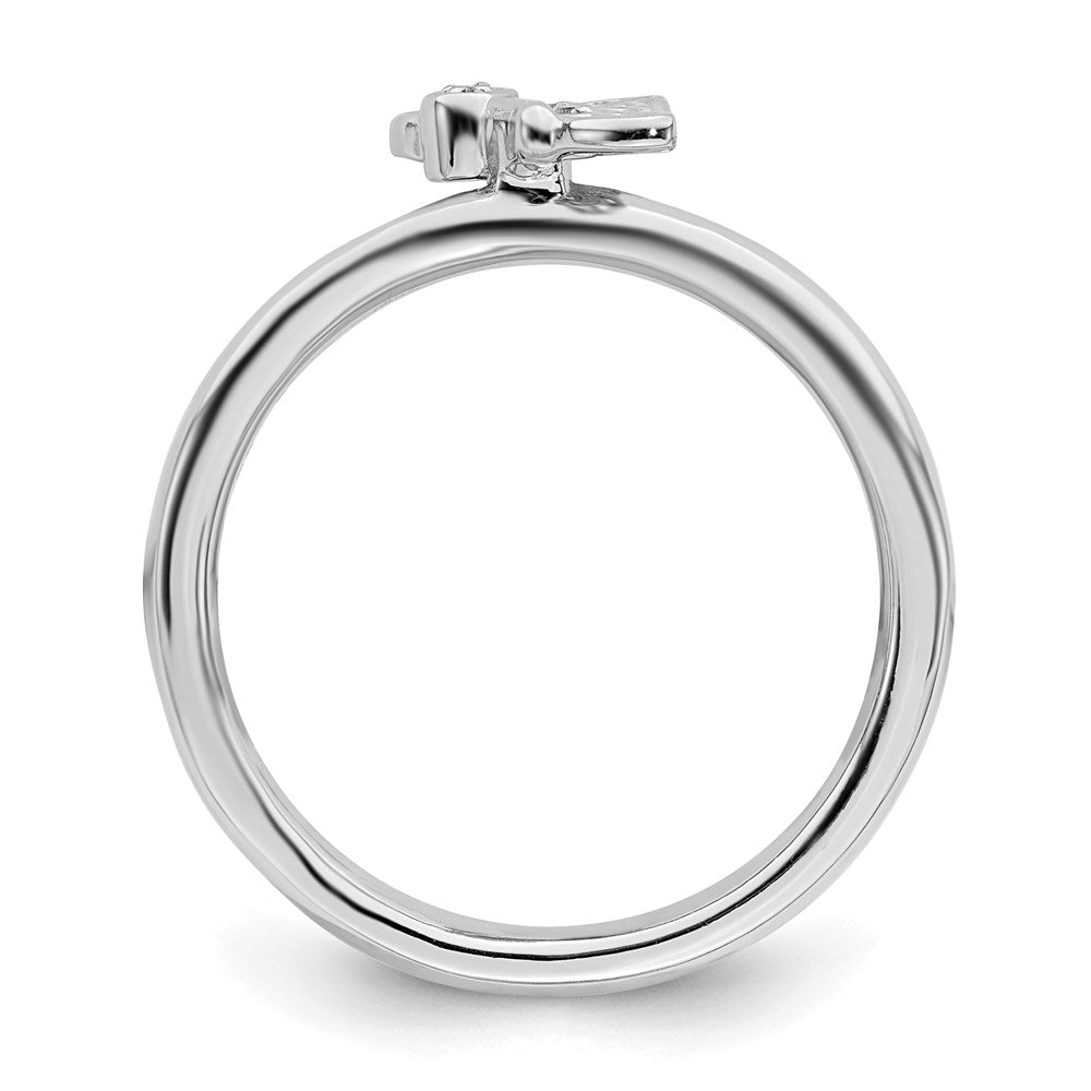 Sterling Silver Stackable Expressions Rhodium Butterfly Diamond Ring