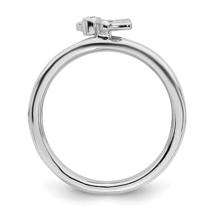 Sterling Silver Stackable Expressions Rhodium Butterfly Diamond Ring