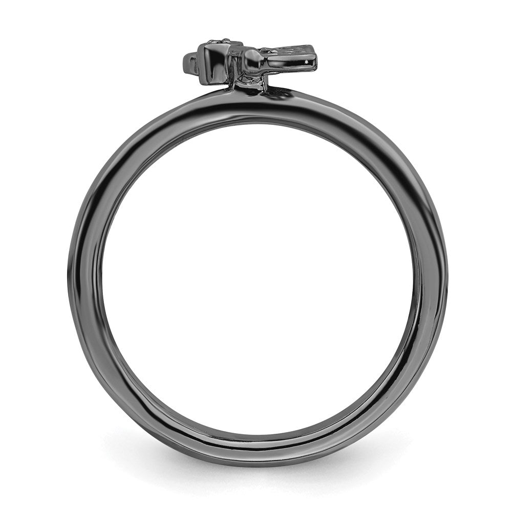 Sterling Silver Stackable Expressions Black Plated Butterfly Diamond Ring