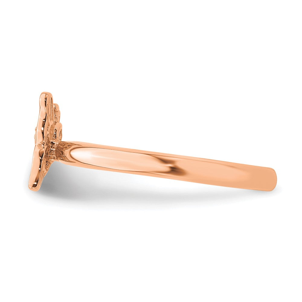 Sterling Silver Stackable Expressions Pink Plated Butterfly Diamond Ring