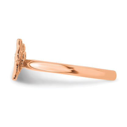 Sterling Silver Stackable Expressions Pink Plated Butterfly Diamond Ring