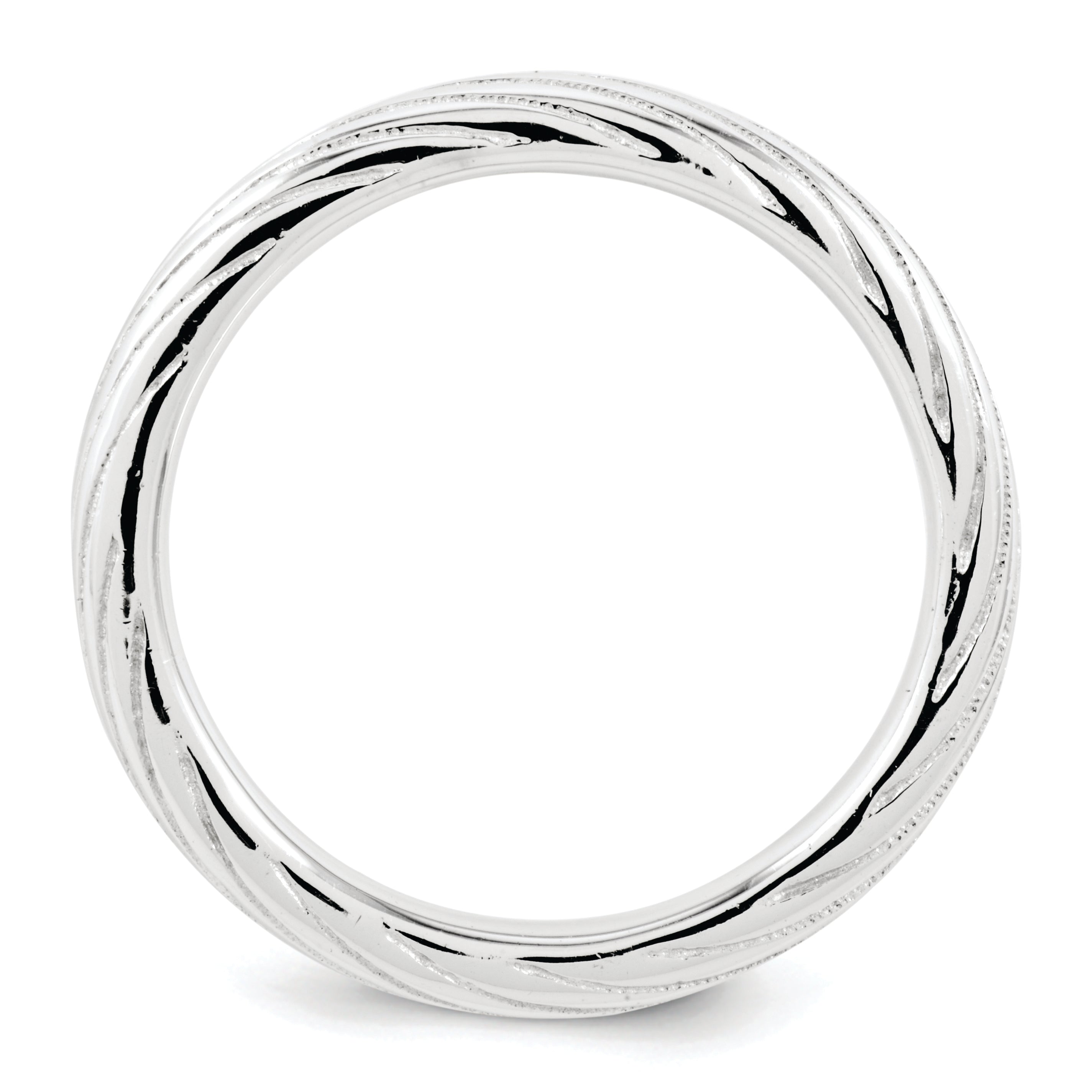 Sterling Silver Stackable Expressions Rhodium Textured Ring (Size 5 Only)