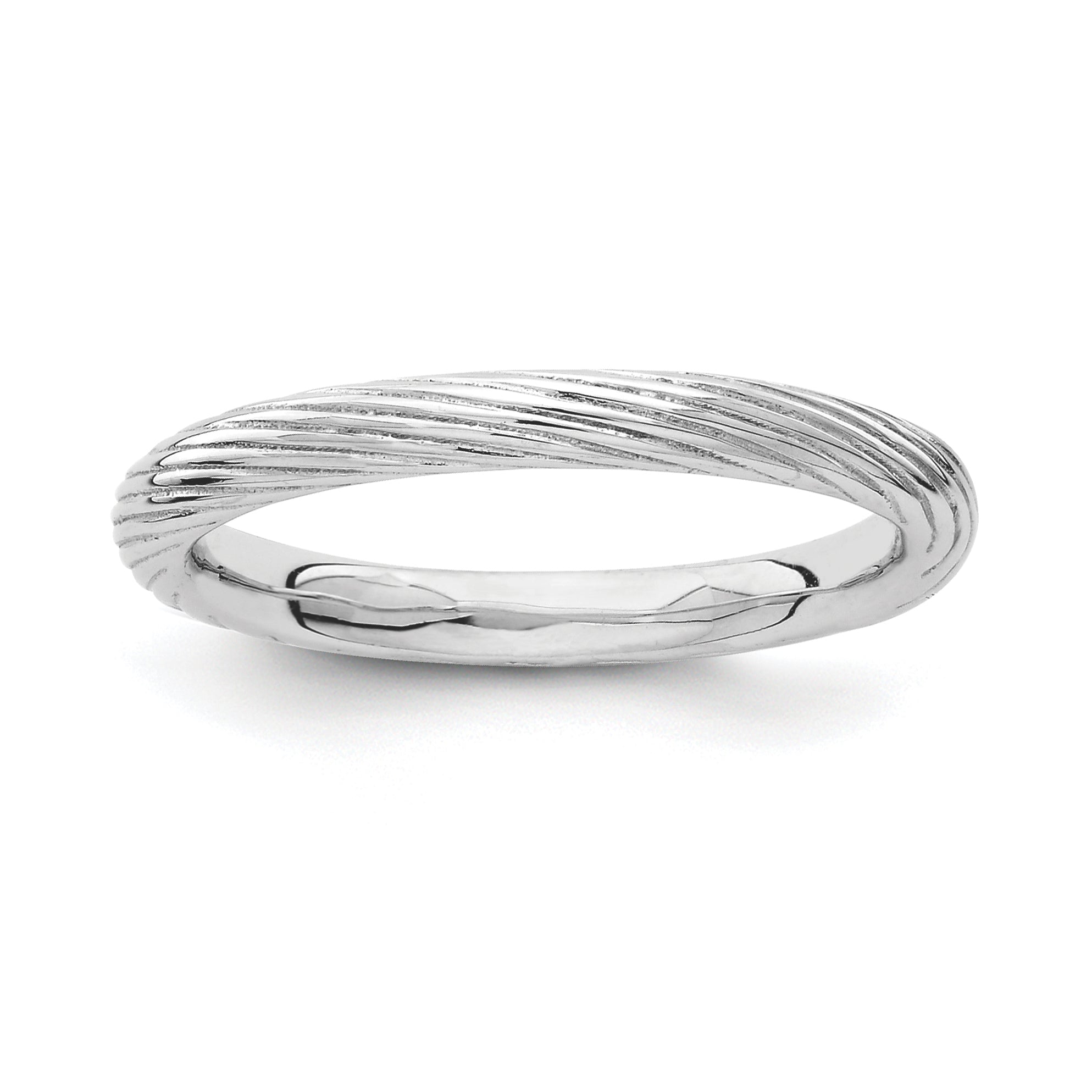 Sterling Silver Stackable Expressions Rhodium Textured Ring (Size 5 Only)