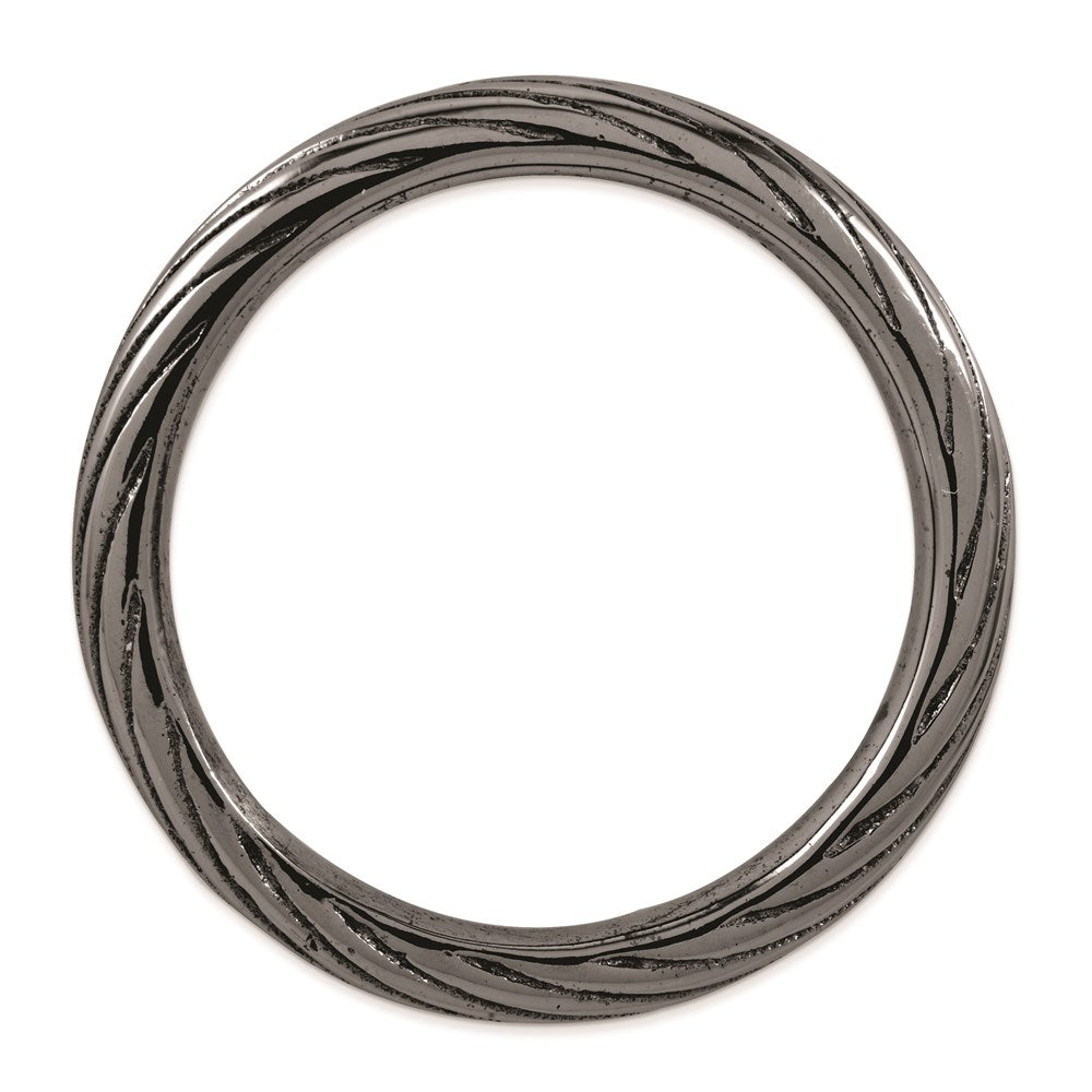 Sterling Silver Stackable Expressions Black Plated Textured Ring