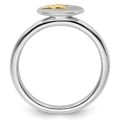 14K/Silver Two Tone Sterling Silver & 14K Dragonfly Stackable Expressions Diamond Ring