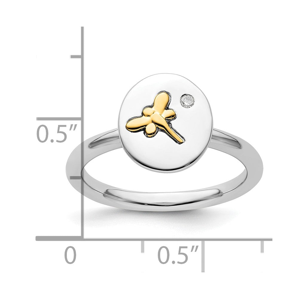 14K/Silver Two Tone Sterling Silver & 14K Dragonfly Stackable Expressions Diamond Ring