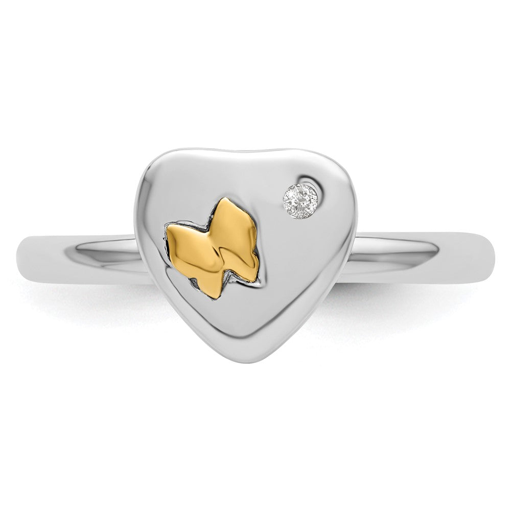14K/Silver Two Tone Sterling Silver & 14K Butterfly Stackable Expressions Diamond Ring