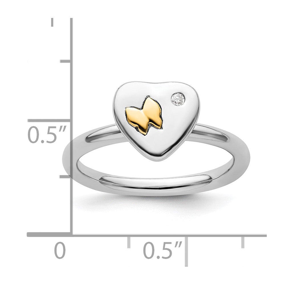 14K/Silver Two Tone Sterling Silver & 14K Butterfly Stackable Expressions Diamond Ring