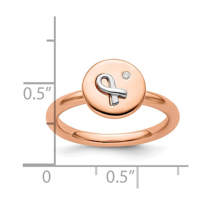 Sterling Silver Silver, 14K Rose & White Plated Stackable Expressions Diamond Ring