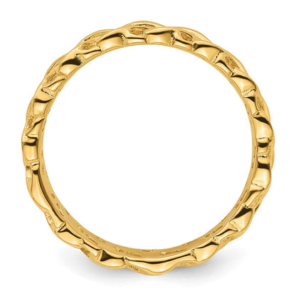 Sterling Silver Stackable Expressions Gold Plated Carved Band