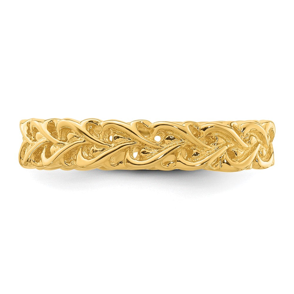 Sterling Silver Stackable Expressions Gold Plated Carved Band