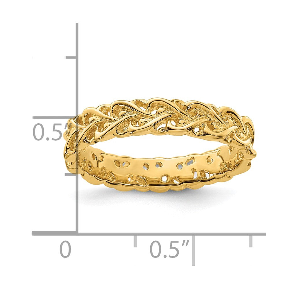 Sterling Silver Stackable Expressions Gold Plated Carved Band