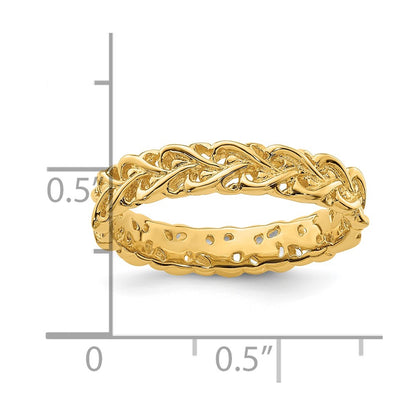 Sterling Silver Stackable Expressions Gold Plated Carved Band