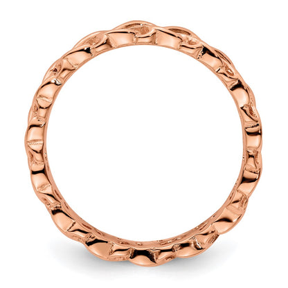 Sterling Silver Stackable Expressions Pink Plated Carved Ring