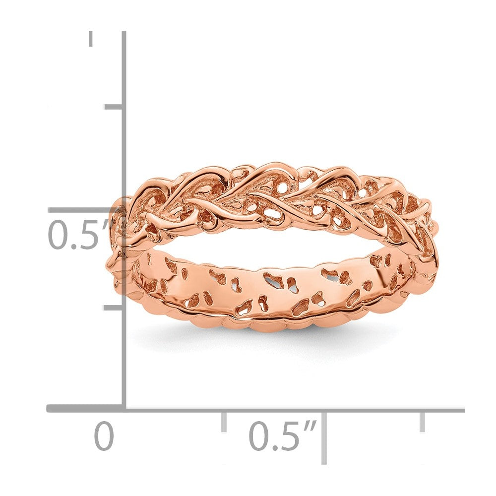 Sterling Silver Stackable Expressions Pink Plated Carved Ring