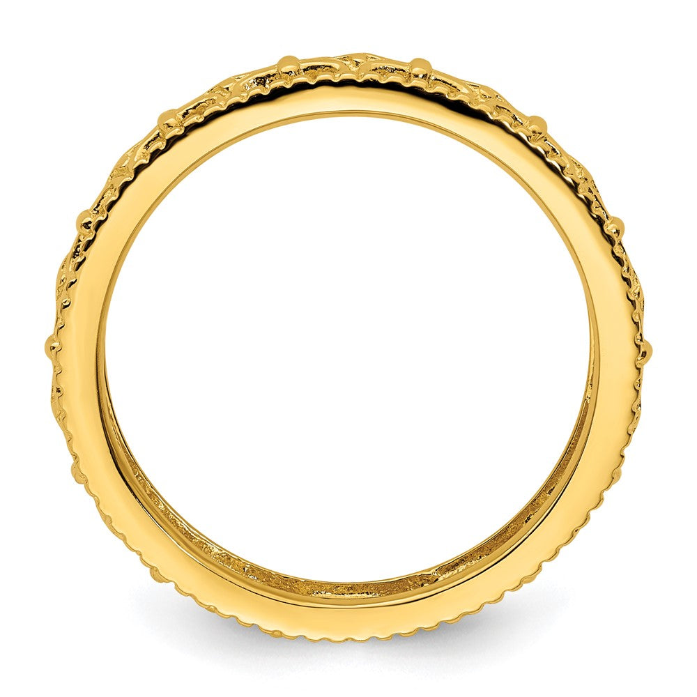 Sterling Silver Stackable Expressions Gold Plated Carved Band