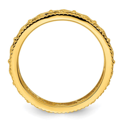 Sterling Silver Stackable Expressions Gold Plated Carved Band