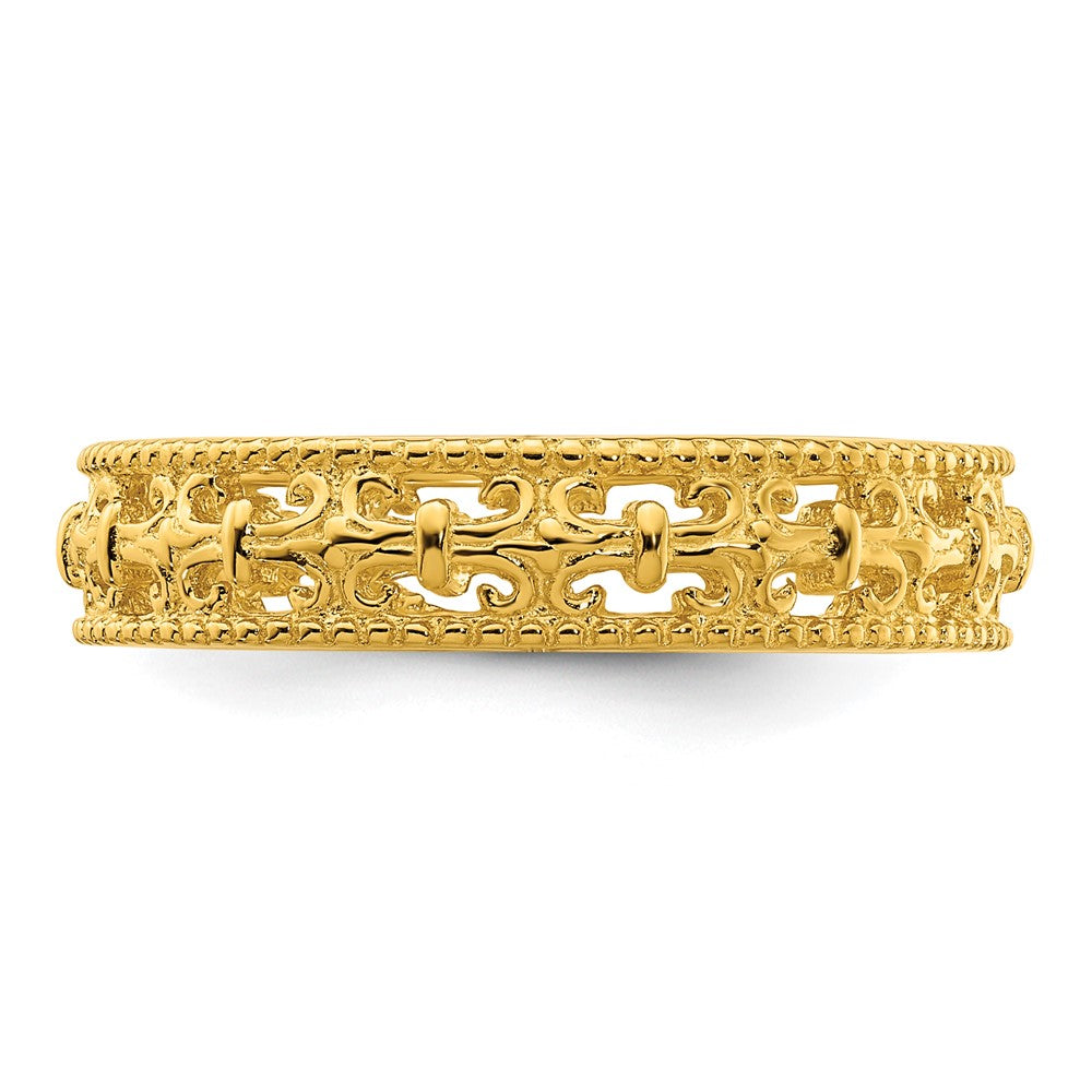 Sterling Silver Stackable Expressions Gold Plated Carved Band